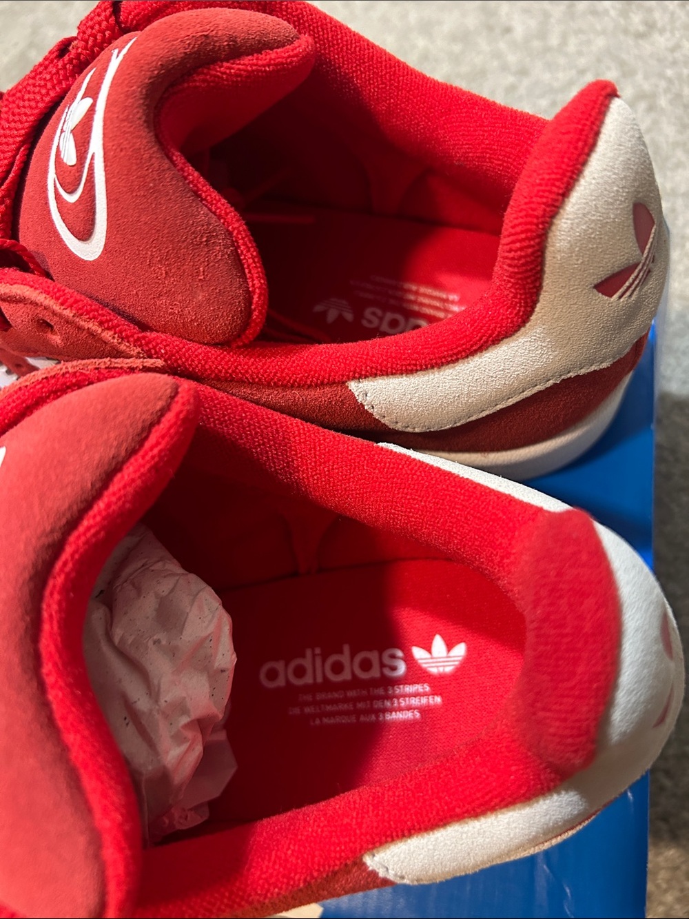 Adidas Campus 00s Scarlet Red and White Suede Sneakers - Picture 5 of 8